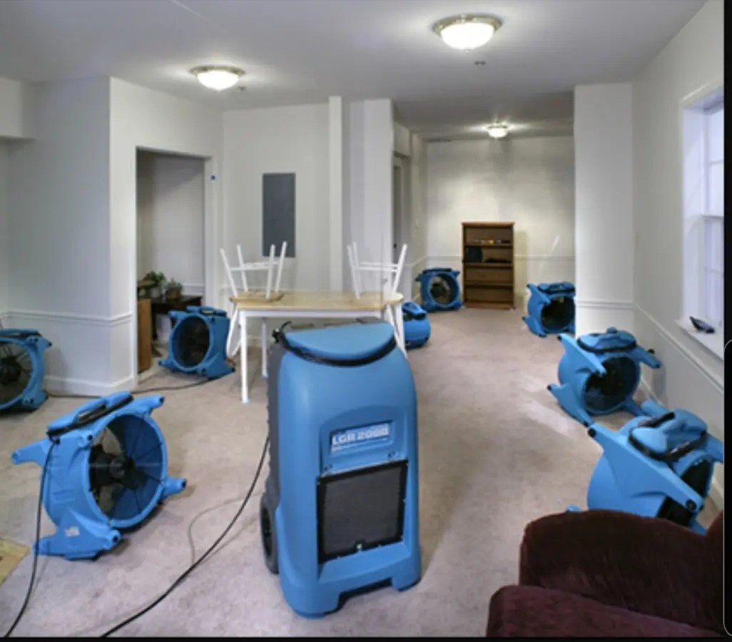 Air movers and dehumidifier setup for Water Extraction & Removal in Killingworth